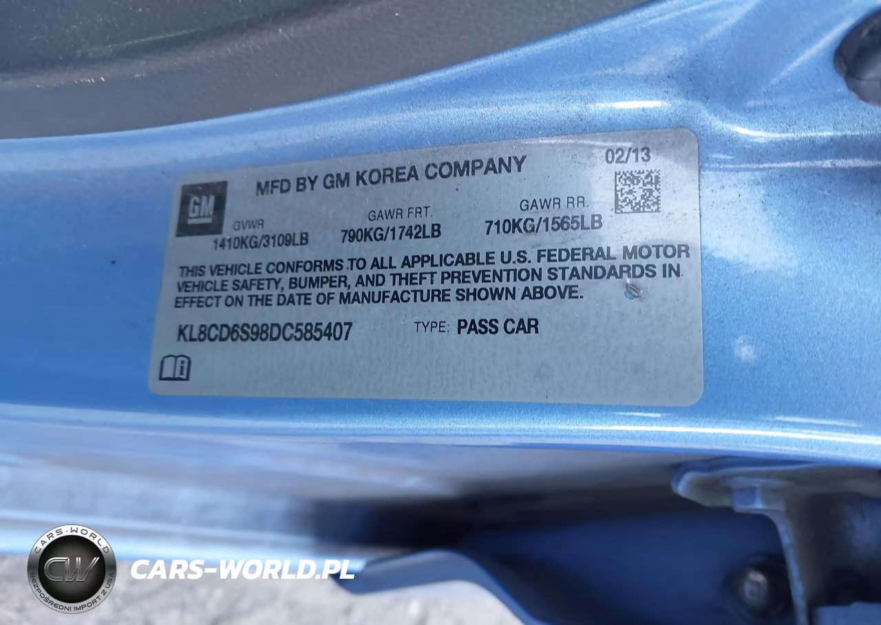 2013 Chevrolet Spark 1Lt Auto VIN:KL8CD6S98DC585407 - 9