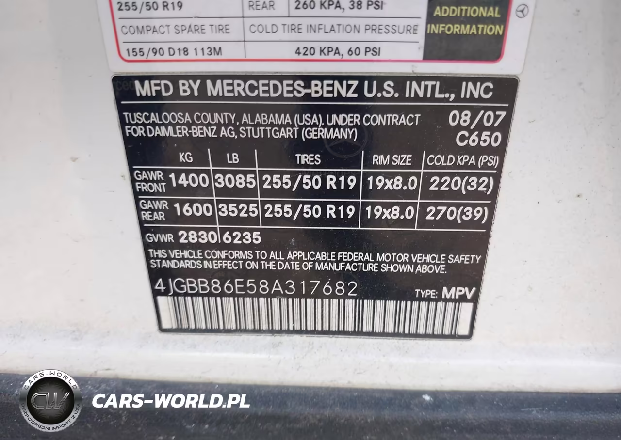 2008 Mercedes-Benz Ml 350 4Matic VIN:4JGBB86E58A317682 - 9