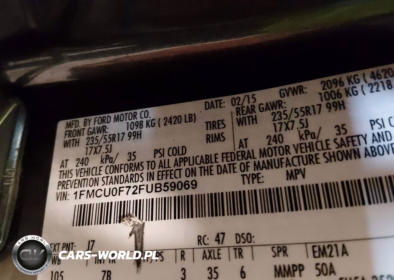 2015 Ford Escape S VIN:1FMCU0F72FUB59069 - 9