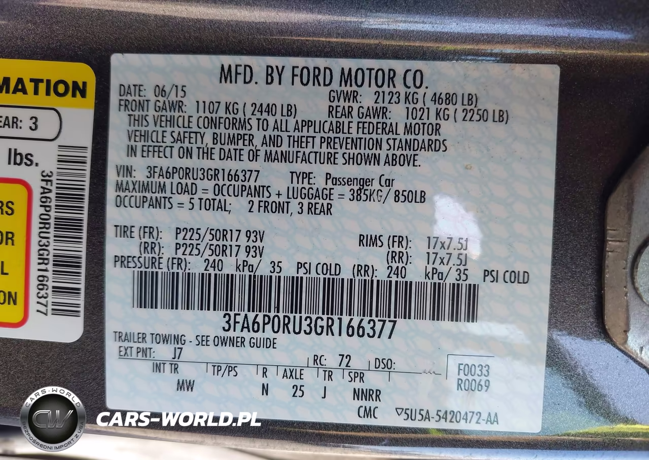 2016 Ford Fusion Hybrid Titanium VIN:3FA6P0RU3GR166377 - 9