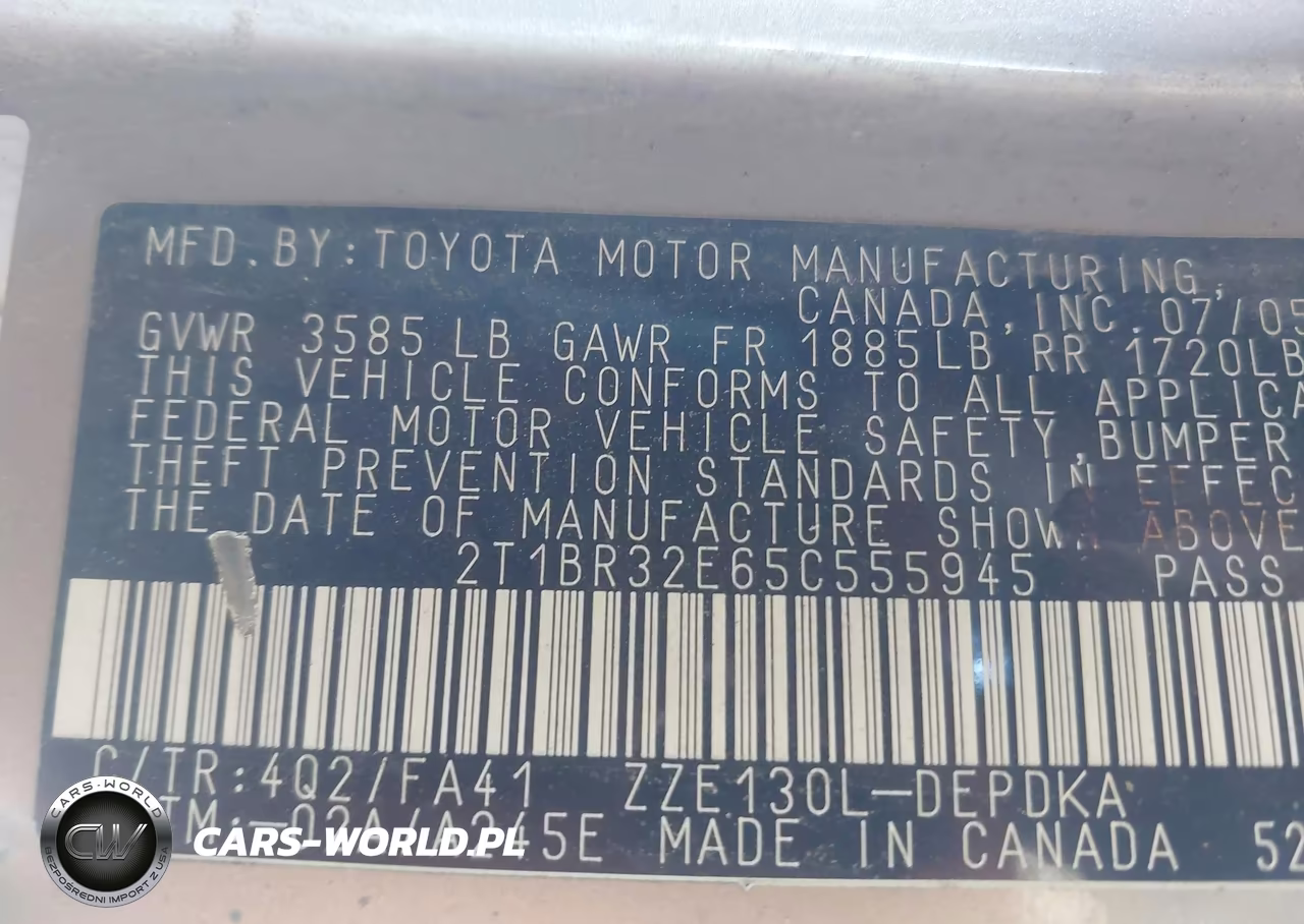 2005 Toyota Corolla Ce VIN:2T1BR32E65C555945 - 9