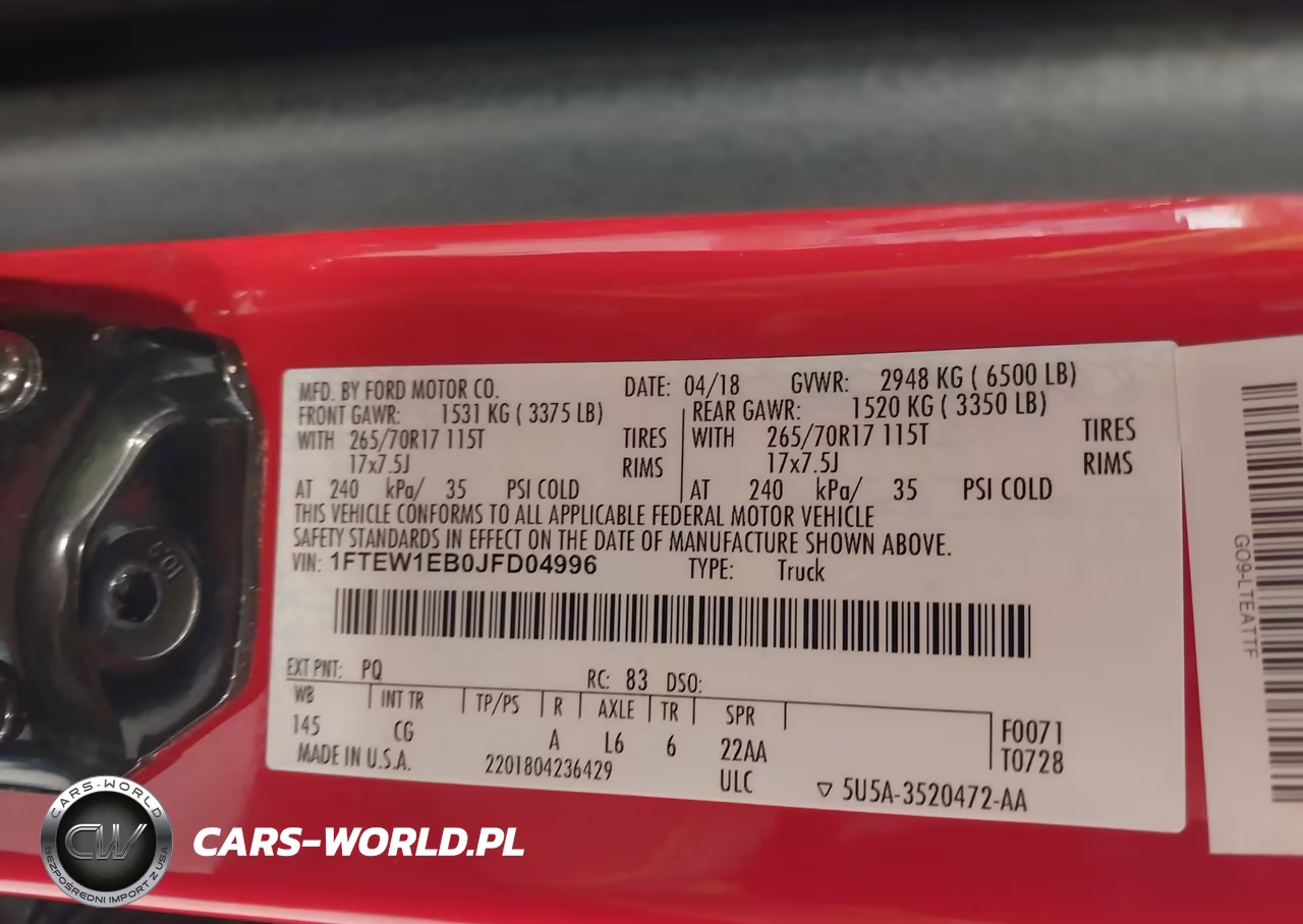 2018 Ford F-150 Xl VIN:1FTEW1EB0JFD04996 - 9