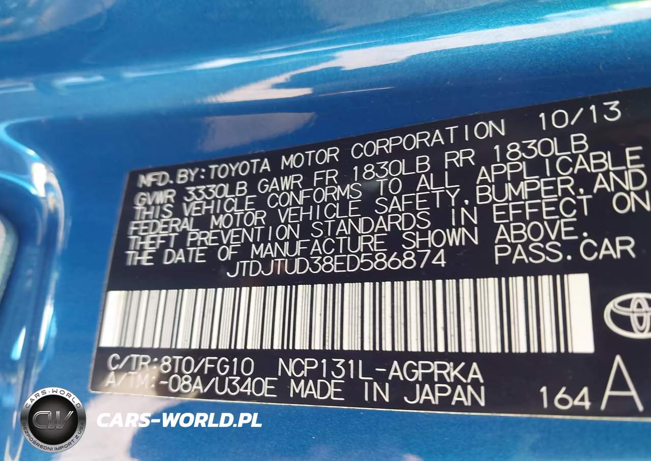 2014 Toyota Yaris L (Tmc-Cbu Plant) VIN:JTDJTUD38ED586874 - 9
