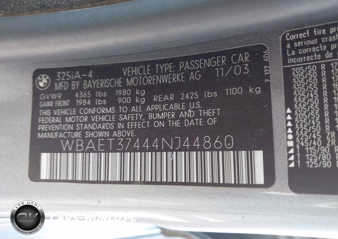 2004 BMW 325I VIN:WBAET37444NJ44860 - 9