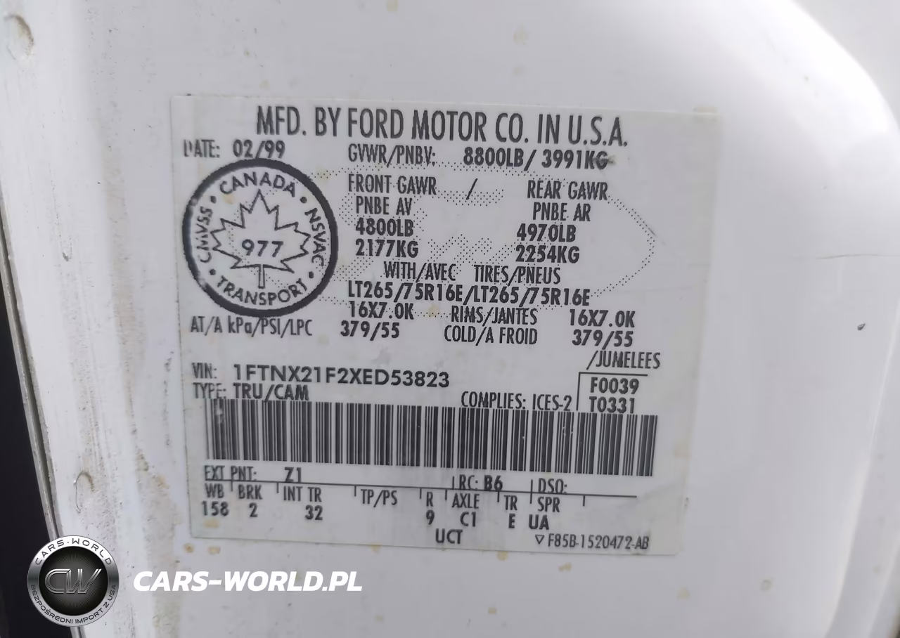 1999 Ford F-250 Lariat-Xl-Xlt VIN:1FTNX21F2XED53823 - 9
