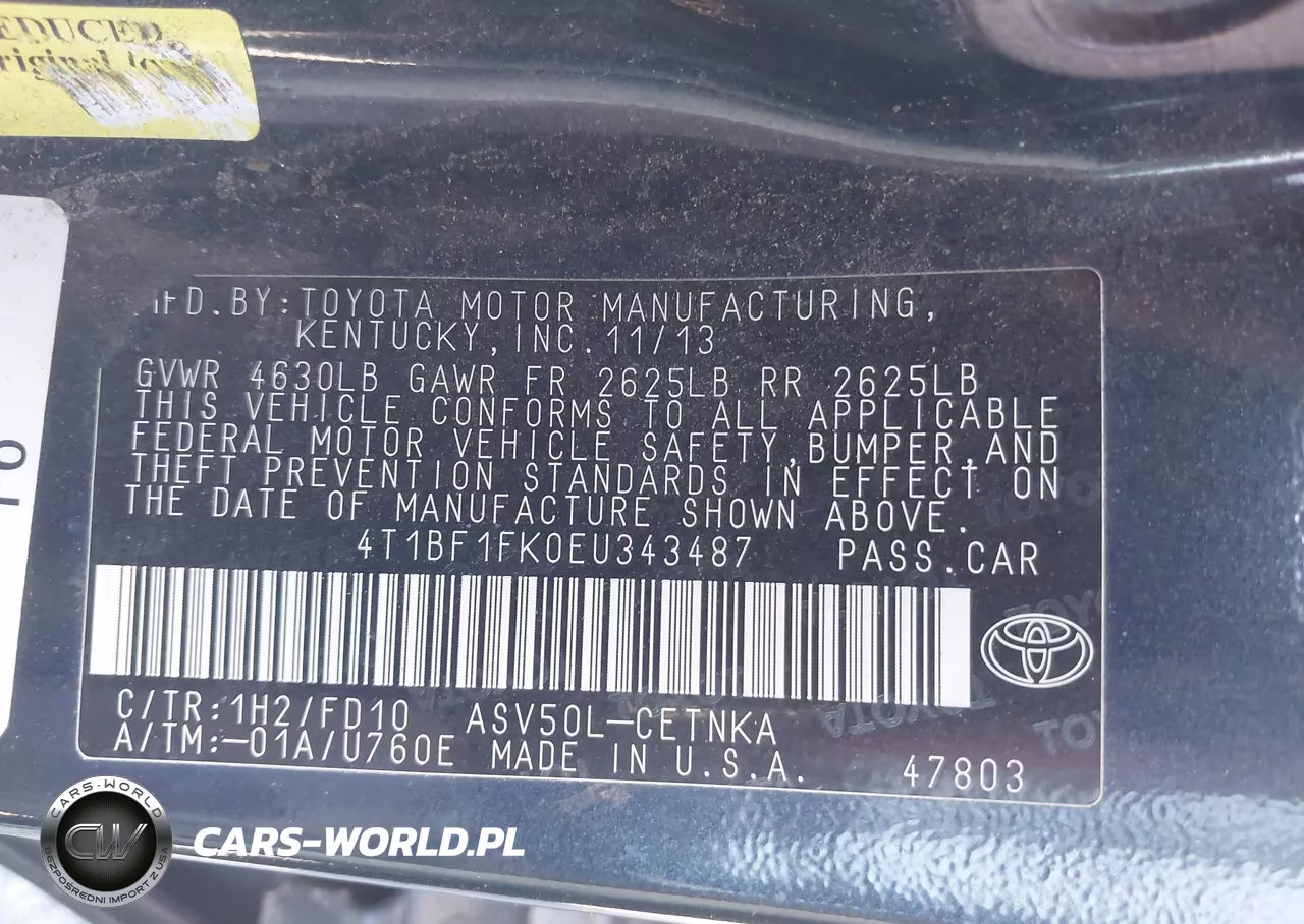 2014 Toyota Camry Le VIN:4T1BF1FK0EU343487 - 9