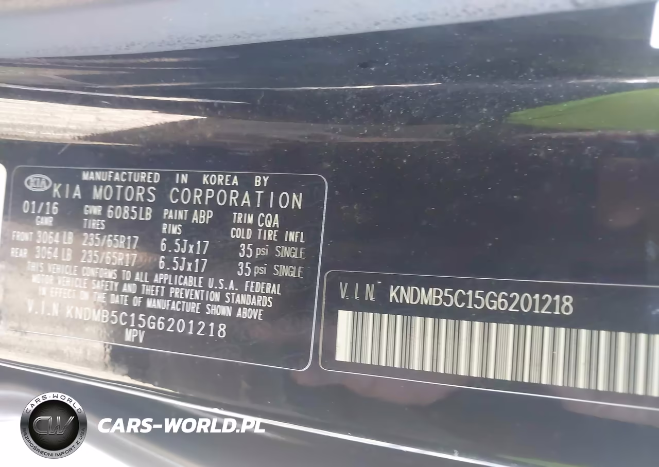 2016 Kia Sedona Lx VIN:KNDMB5C15G6201218 - 9