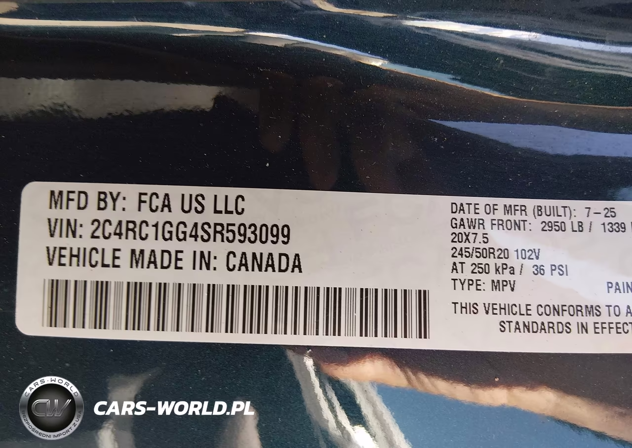 2025 Chrysler Pacifica Limited VIN:2C4RC1GG4SR593099 - 9