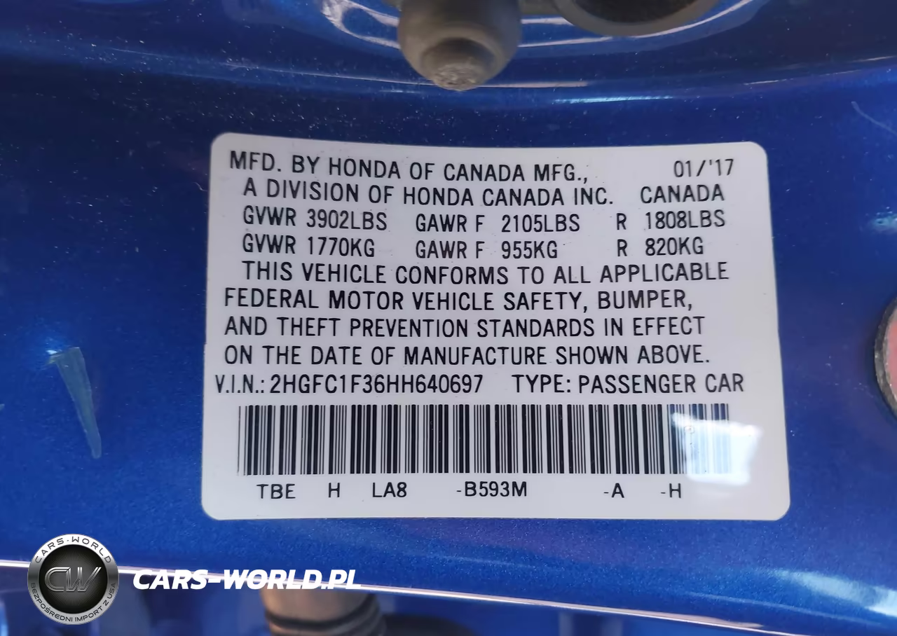 2017 Honda Civic Ex-T VIN:2HGFC1F36HH640697 - 9