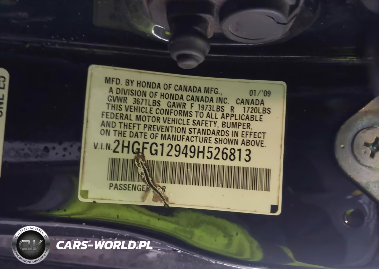 2009 Honda Civic Ex-L VIN:2HGFG12949H526813 - 9