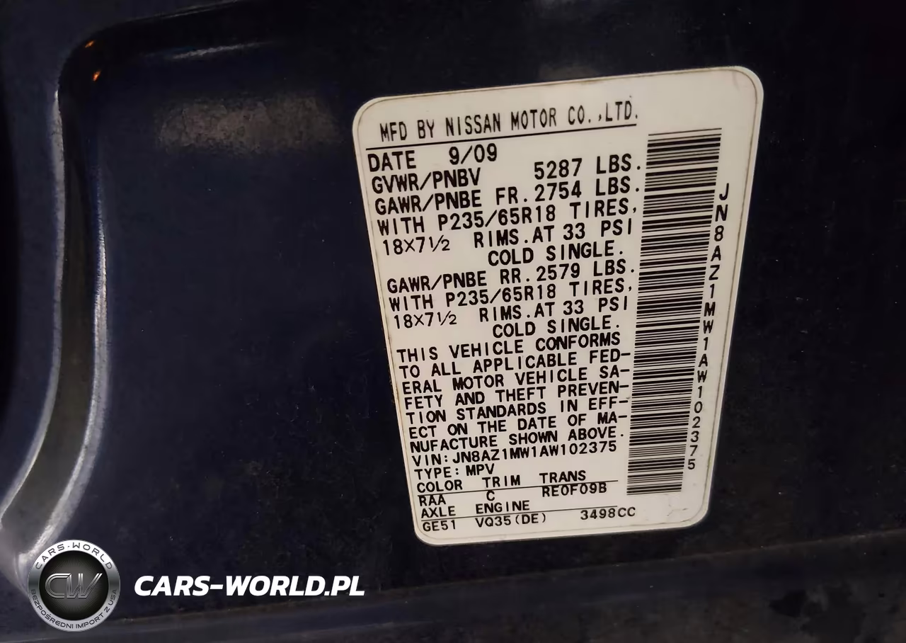 2010 Nissan Murano Sl VIN:JN8AZ1MW1AW102375 - 9