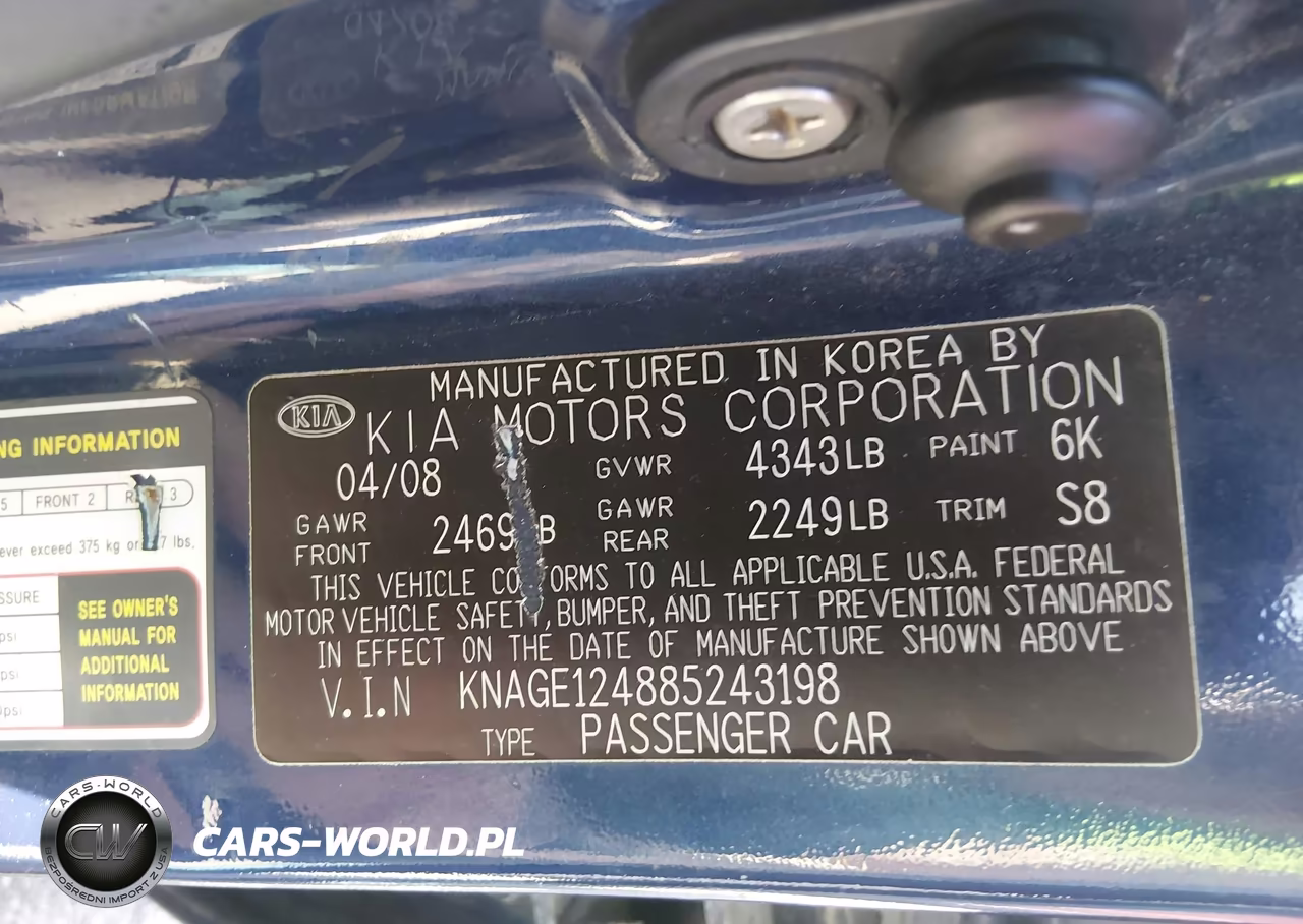2008 Kia Optima Ex V6 VIN:KNAGE124885243198 - 9