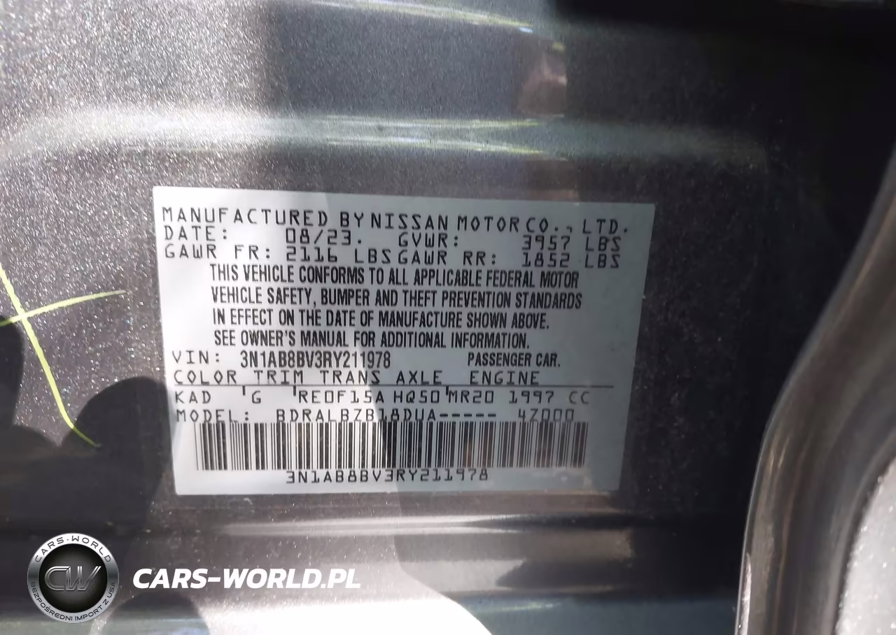 2024 Nissan Sentra S Xtronic Cvt VIN:3N1AB8BV3RY211978 - 9