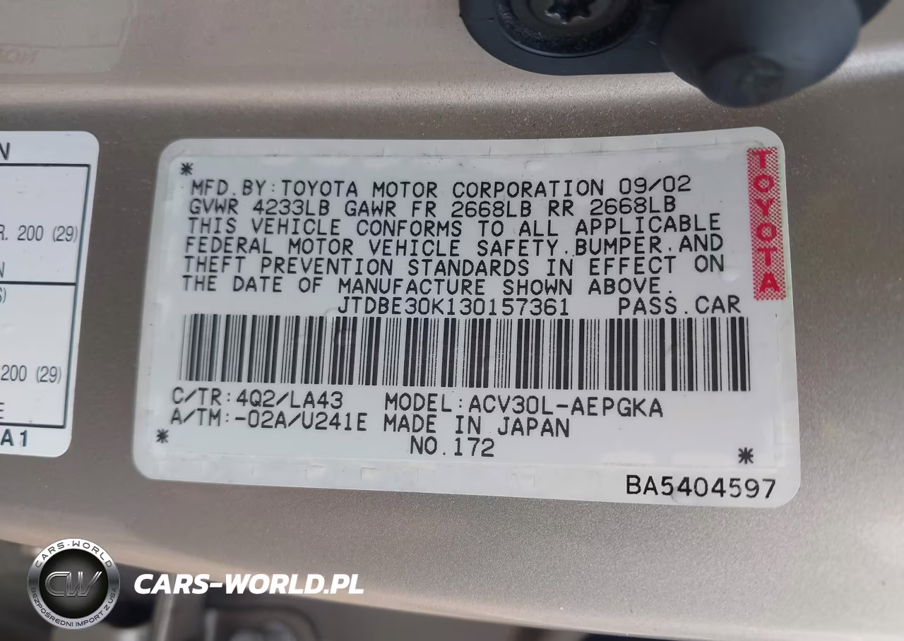 2003 Toyota Camry Xle VIN:JTDBE30K130157361 - 9