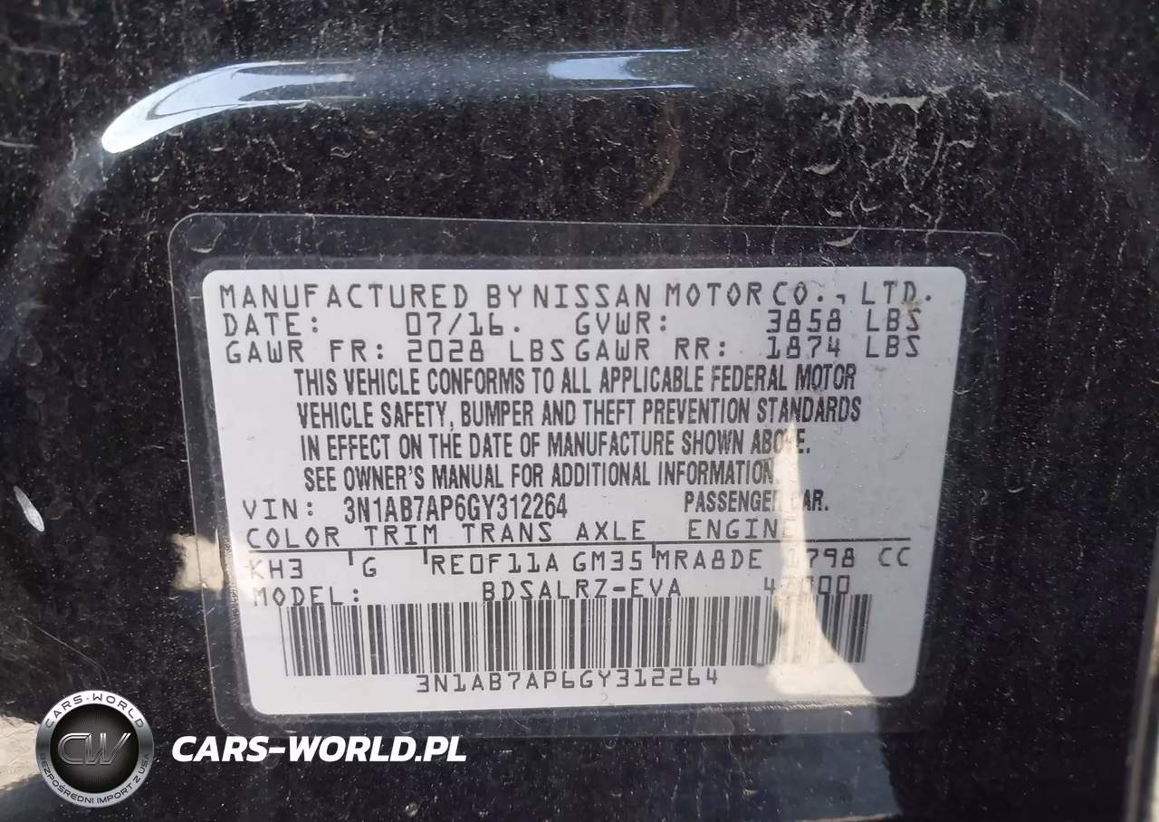 2016 Nissan Sentra Sr VIN:3N1AB7AP6GY312264 - 9