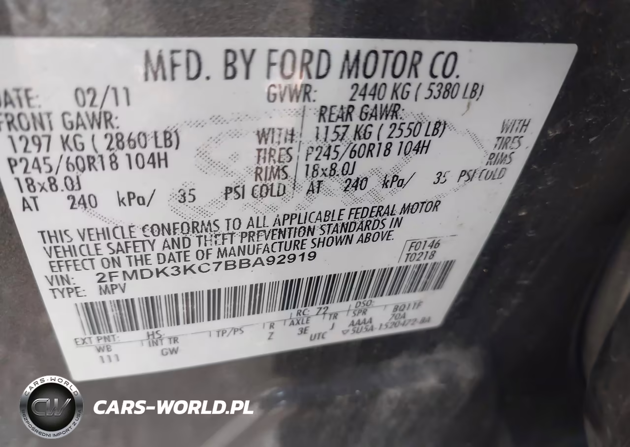 2011 Ford Edge Limited VIN:2FMDK3KC7BBA92919 - 9