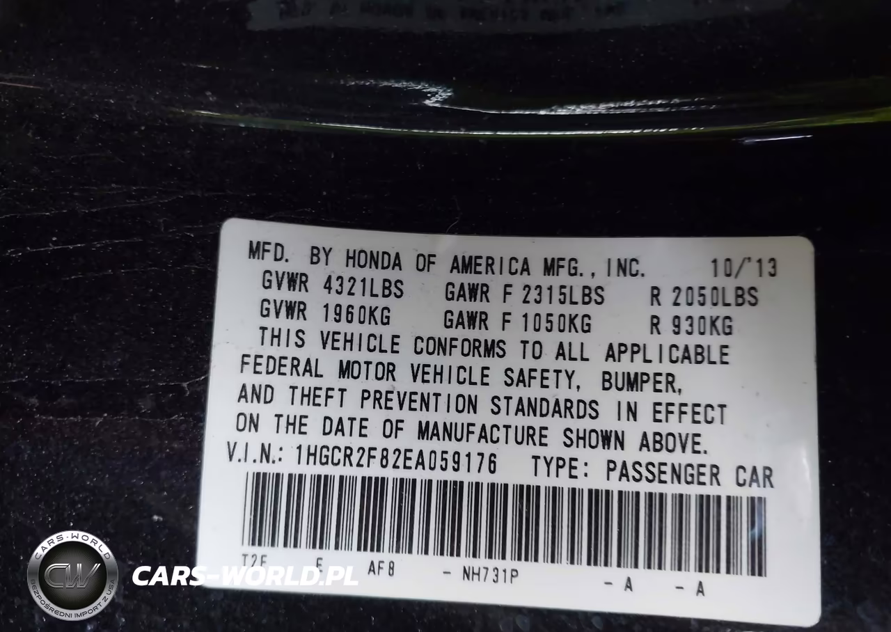 2014 Honda Accord Ex-L VIN:1HGCR2F82EA059176 - 9