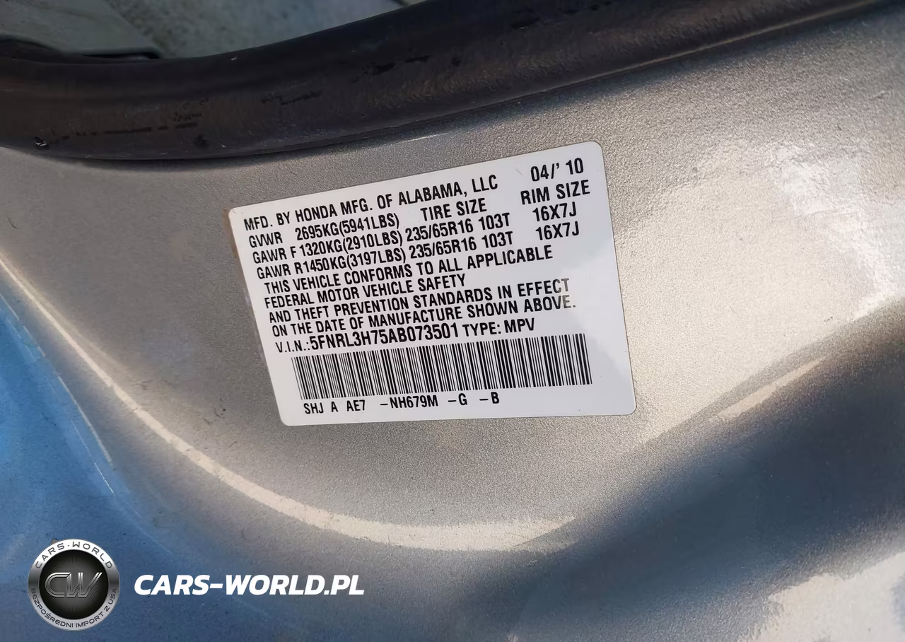 2010 Honda Odyssey Ex-L VIN:5FNRL3H75AB073501 - 9