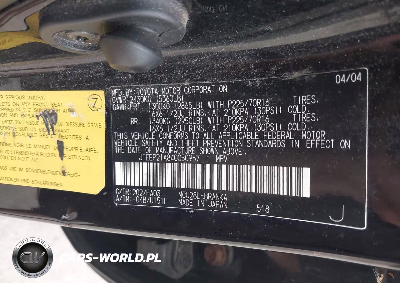 2004 Toyota Highlander V6 VIN:JTEEP21A840050957 - 9