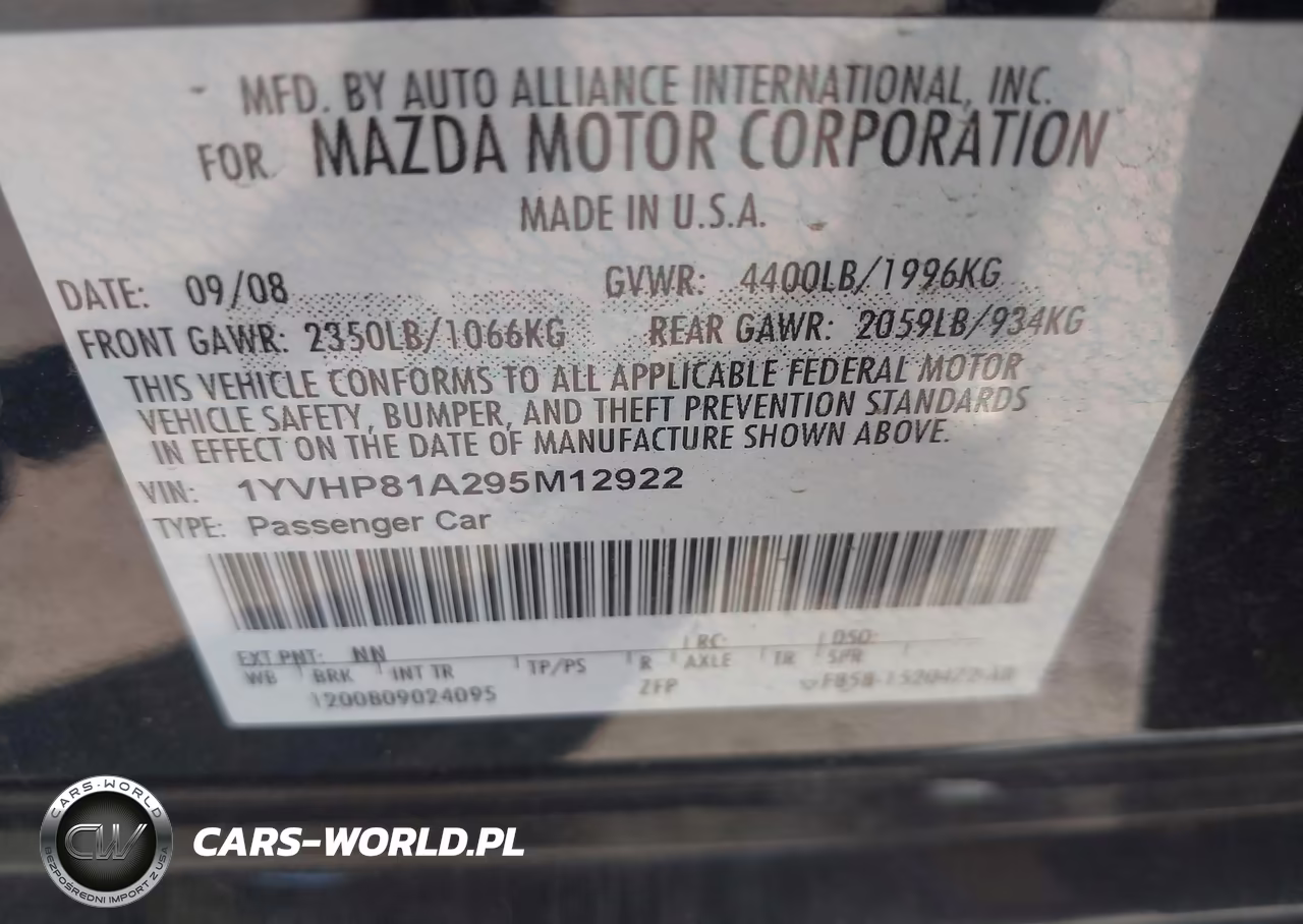 2009 Mazda Mazda6 I Sport VIN:1YVHP81A295M12922 - 9