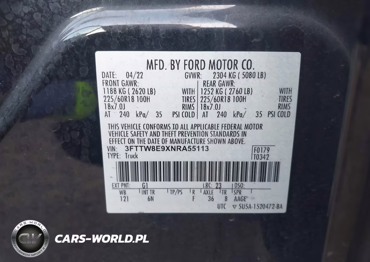 2022 Ford Maverick Lariat VIN:3FTTW8E9XNRA55113 - 9