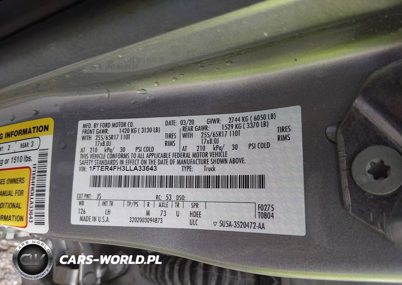 2020 Ford Ranger Xl VIN:1FTER4FH3LLA33643 - 9