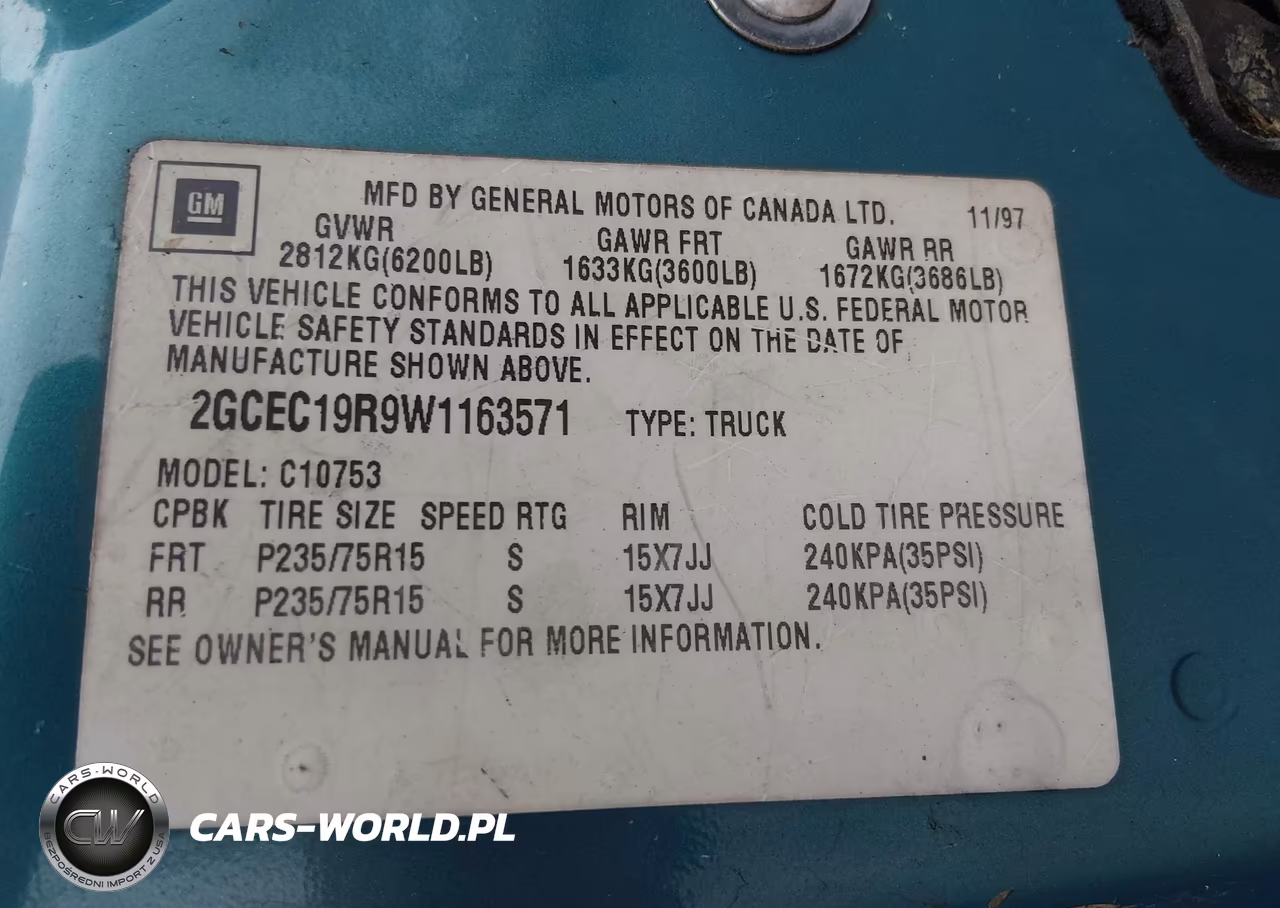 1998 Chevrolet C1500 Fleetside VIN:2GCEC19R9W1163571 - 9