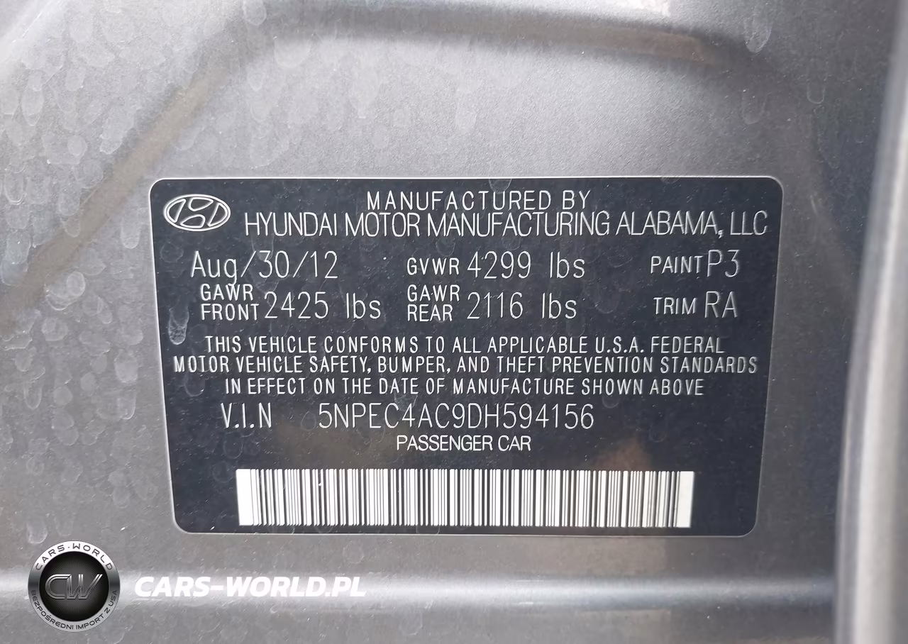 2013 Hyundai Sonata Limited VIN:5NPEC4AC9DH594156 - 9