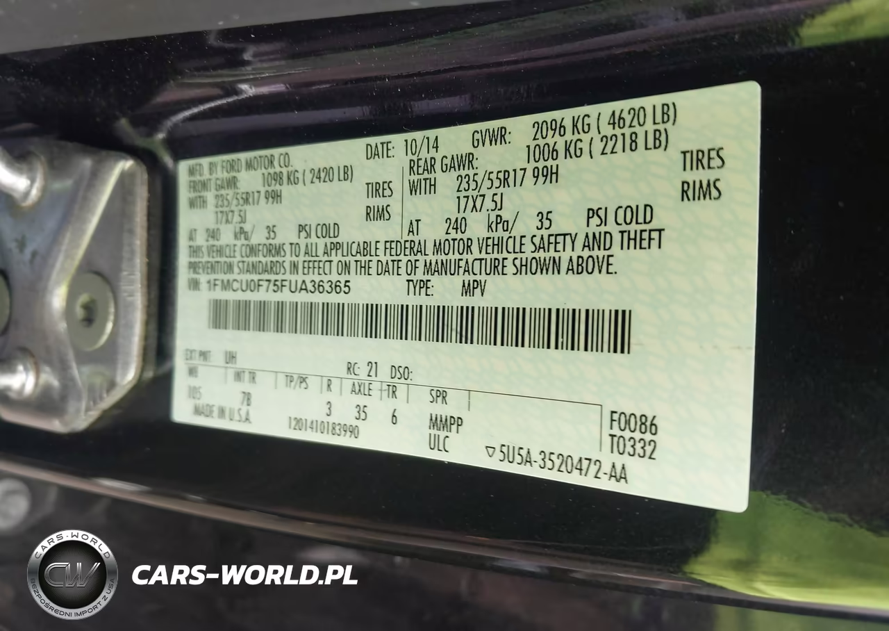 2015 Ford Escape S VIN:1FMCU0F75FUA36365 - 9