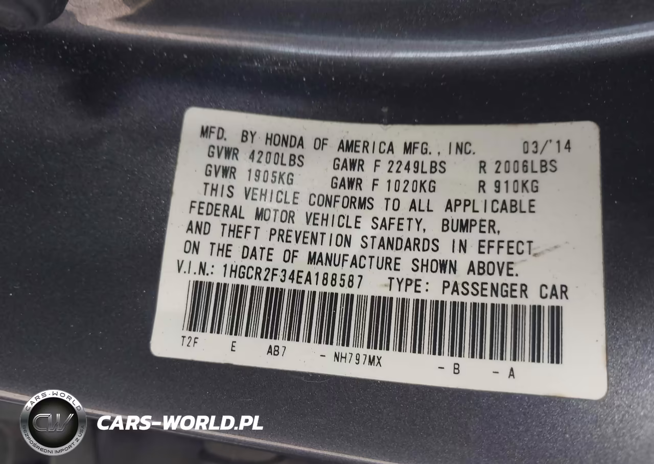 2014 Honda Accord Lx VIN:1HGCR2F34EA188587 - 9