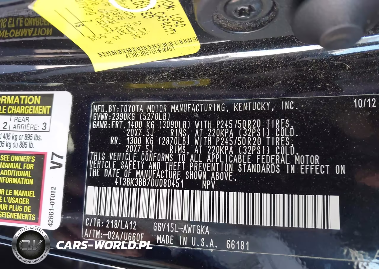 2013 Toyota Venza Xle V6 VIN:4T3BK3BB7DU080451 - 9