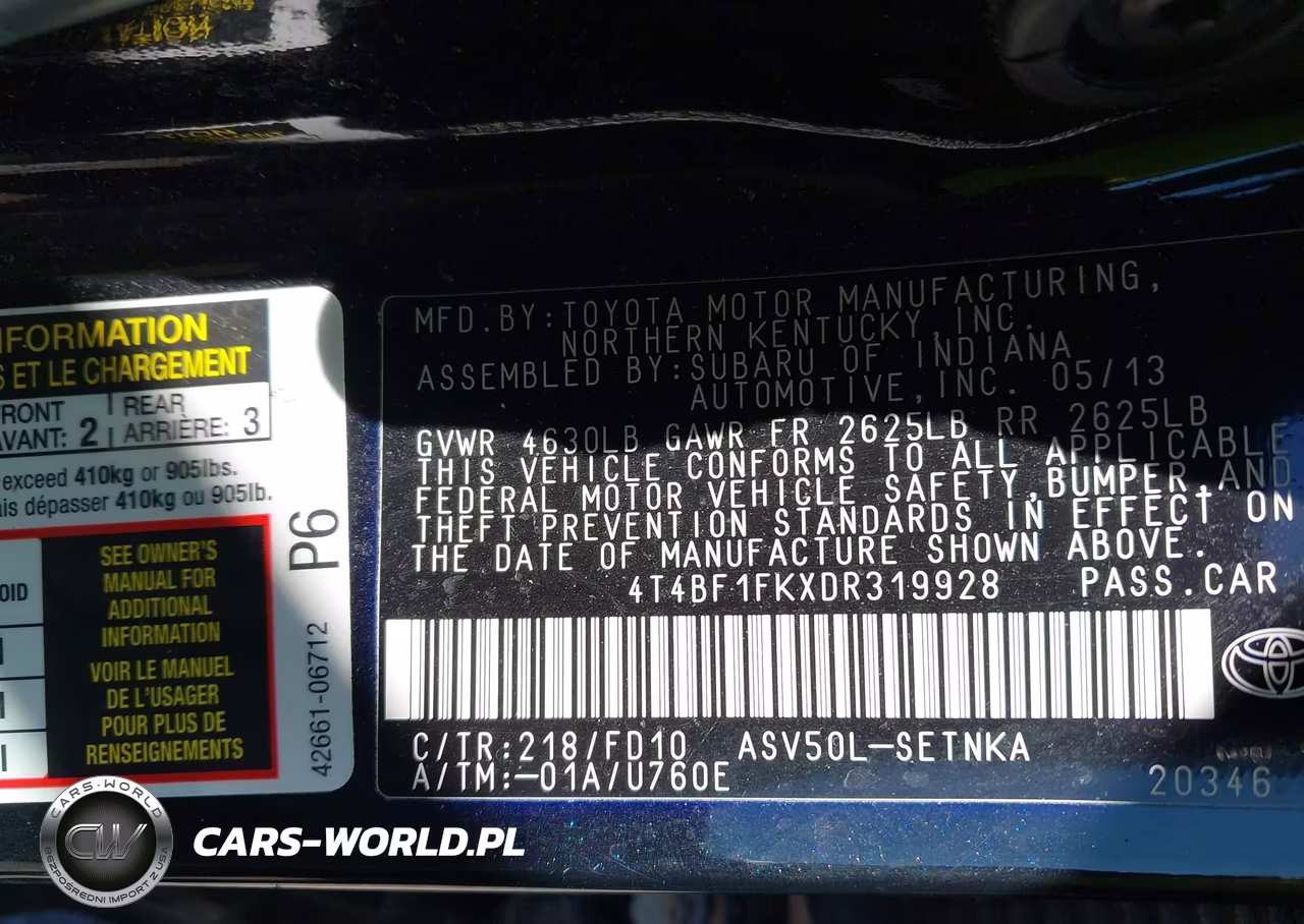 2013 Toyota Camry Le VIN:4T4BF1FKXDR319928 - 9