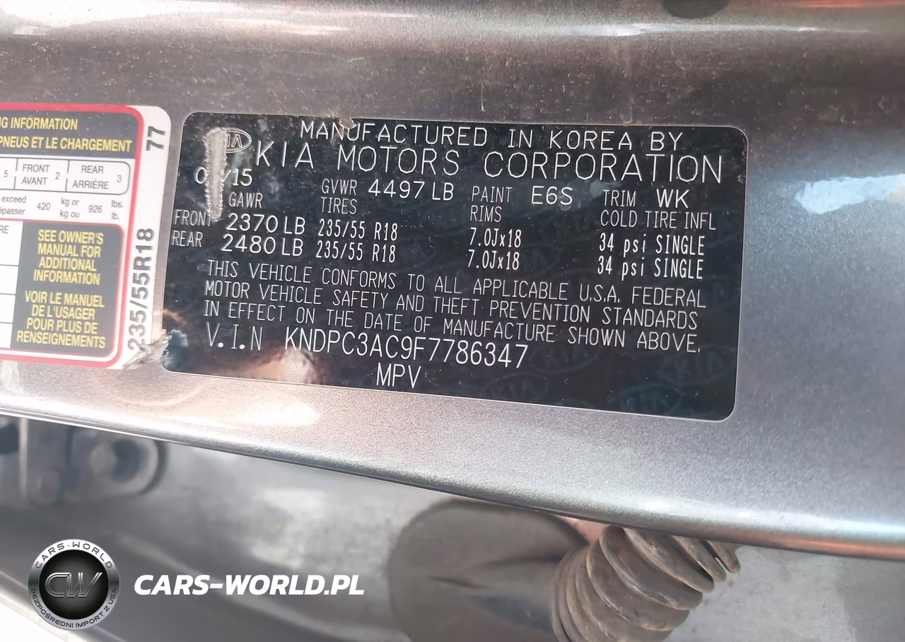 2015 Kia Sportage Ex VIN:KNDPC3AC9F7786347 - 9