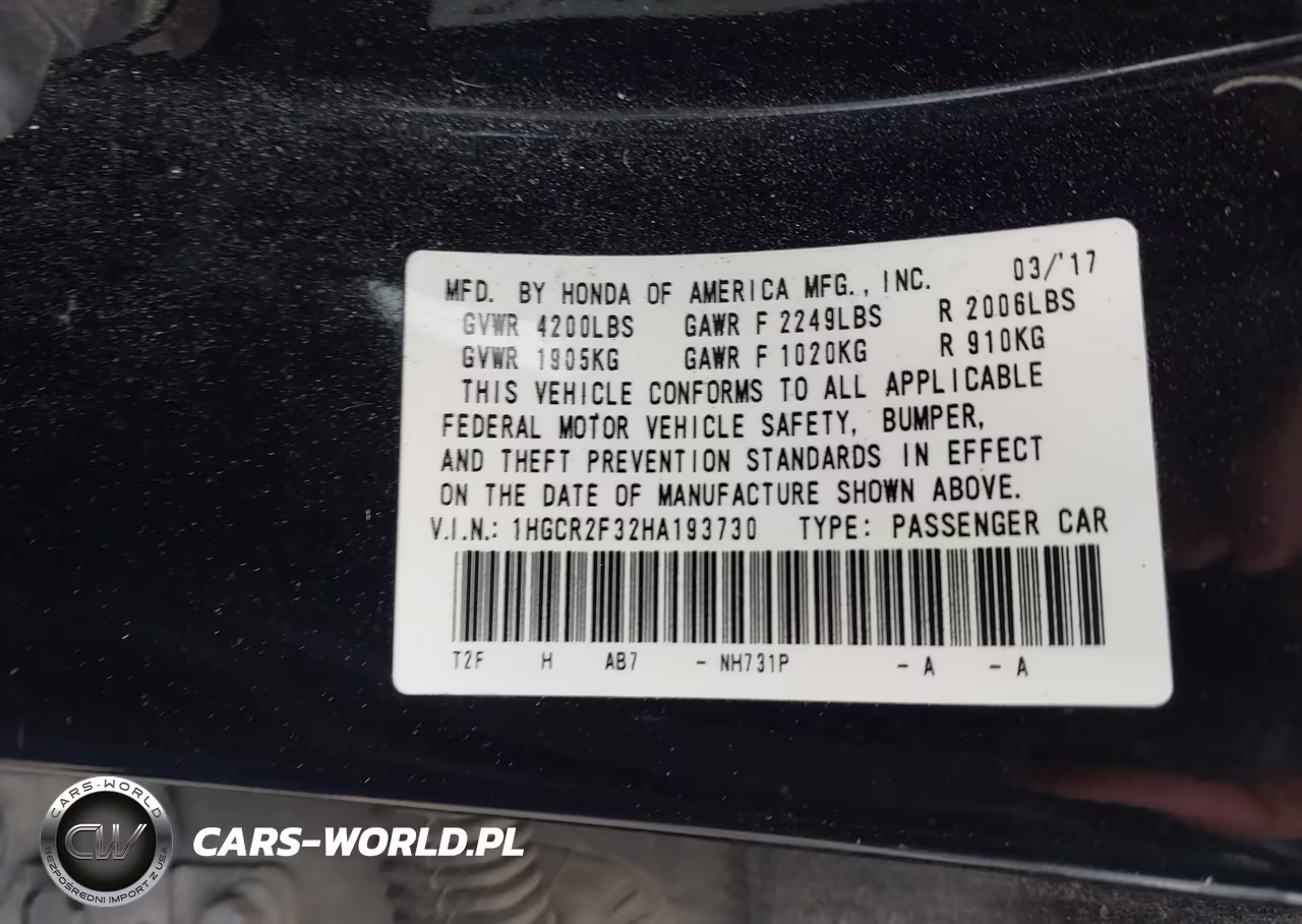 2017 Honda Accord Lx VIN:1HGCR2F32HA193730 - 9