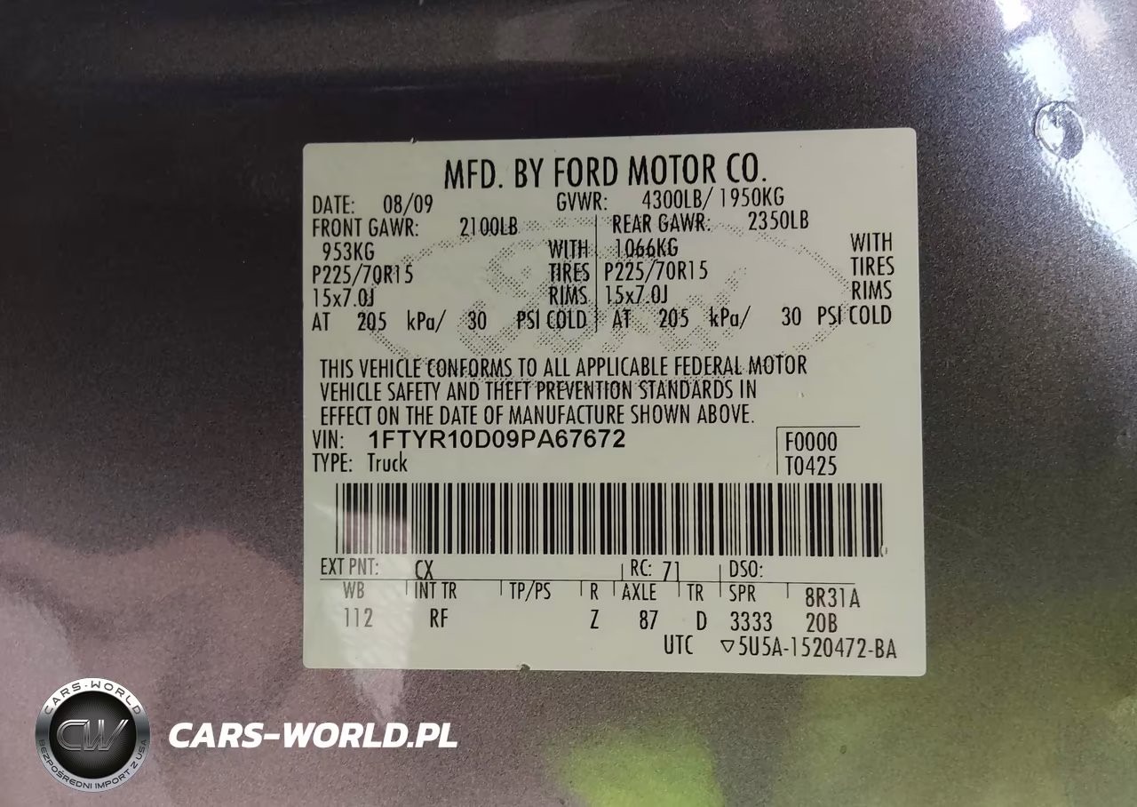 2009 Ford Ranger Sport-Xl-Xlt VIN:1FTYR10D09PA67672 - 9