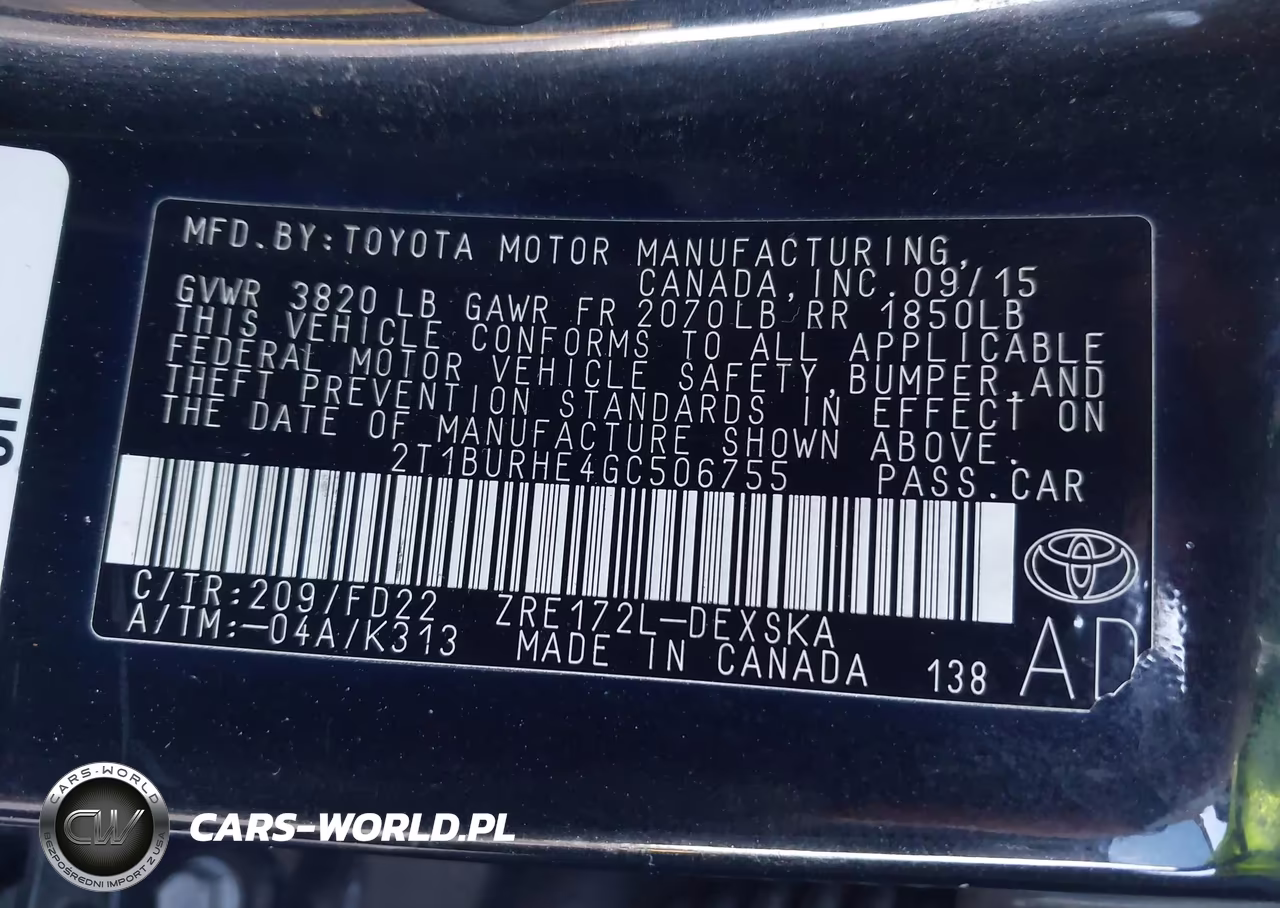 2016 Toyota Corolla S W-Special Edition Pkg VIN:2T1BURHE4GC506755 - 9