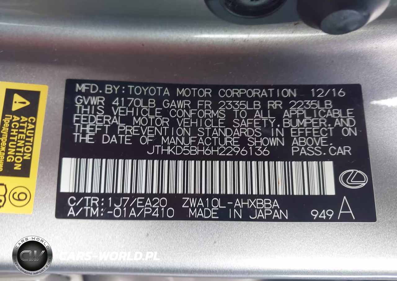 2017 Lexus Ct 200H VIN:JTHKD5BH6H2296136 - 9