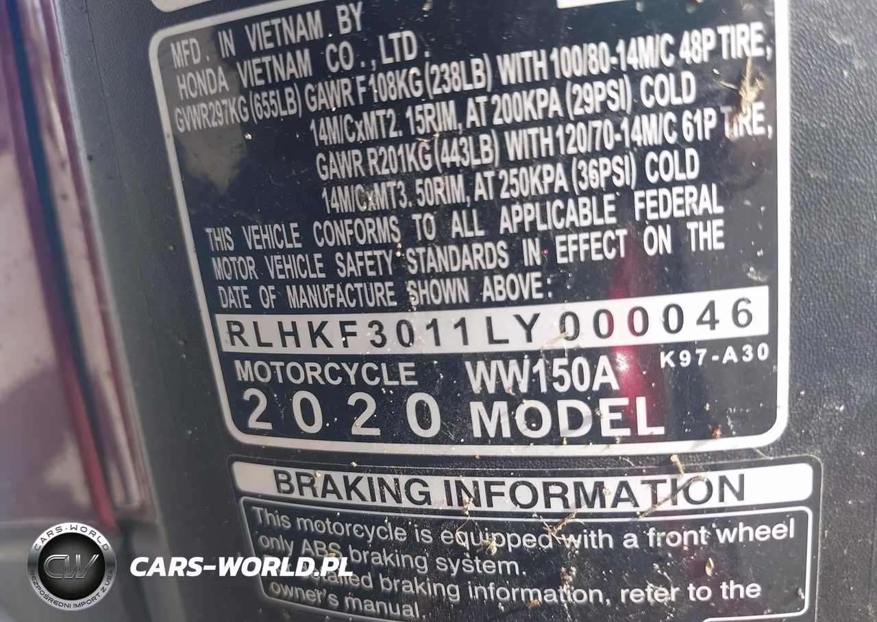 2020 Honda Ww150 A VIN:RLHKF3011LY000046 - 10