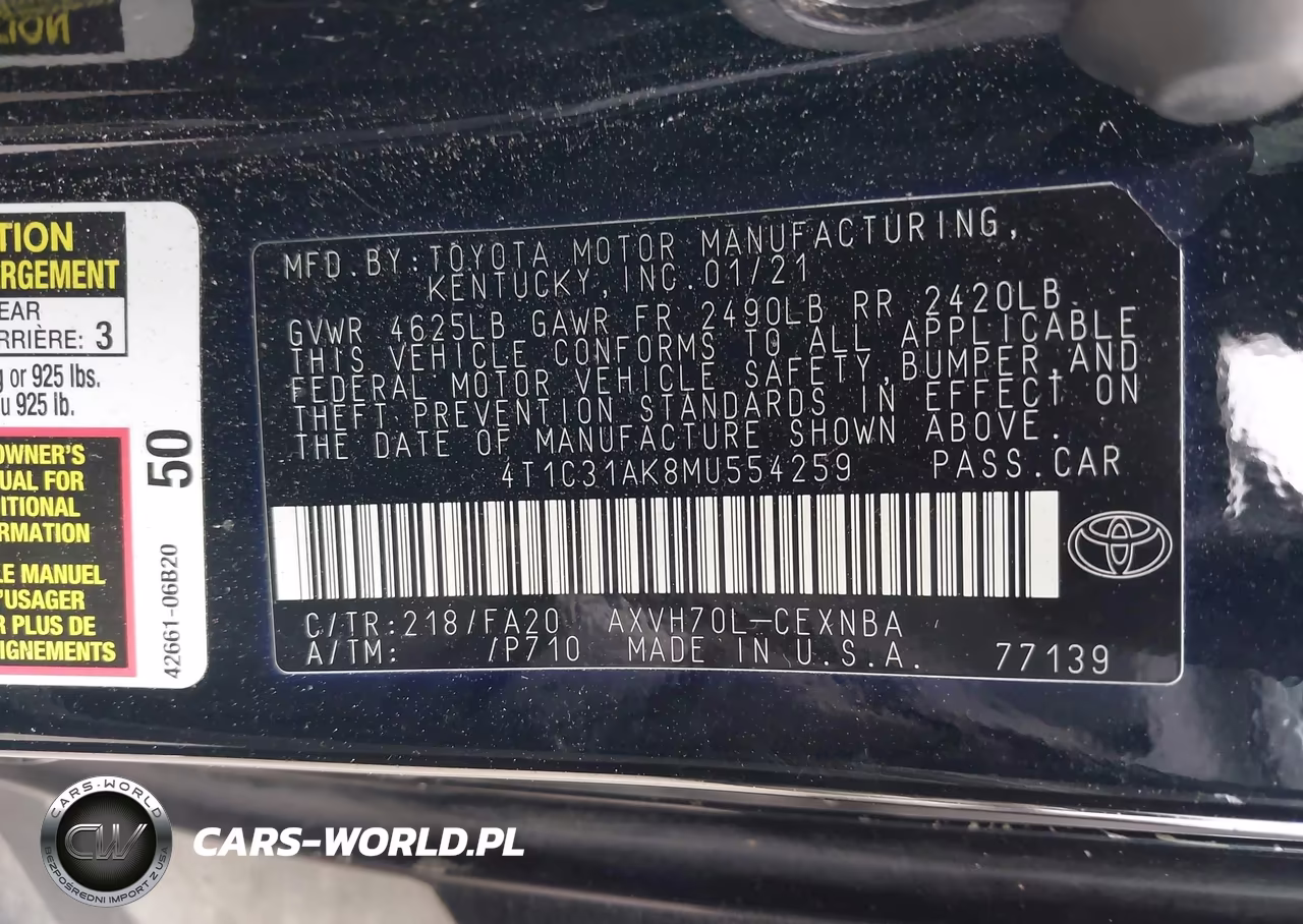 2021 TOYOTA CAMRY LE HYBRID VIN:4T1C31AK8MU554259 - 9