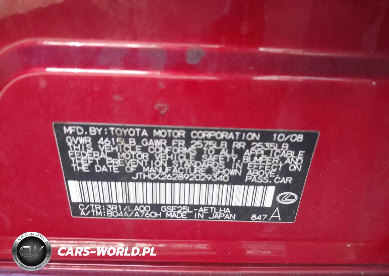 2009 Lexus Is 250 VIN:JTHCK262892029340 - 9