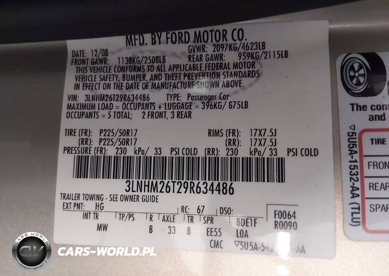 2009 Lincoln Mkz VIN:3LNHM26T29R634486 - 9