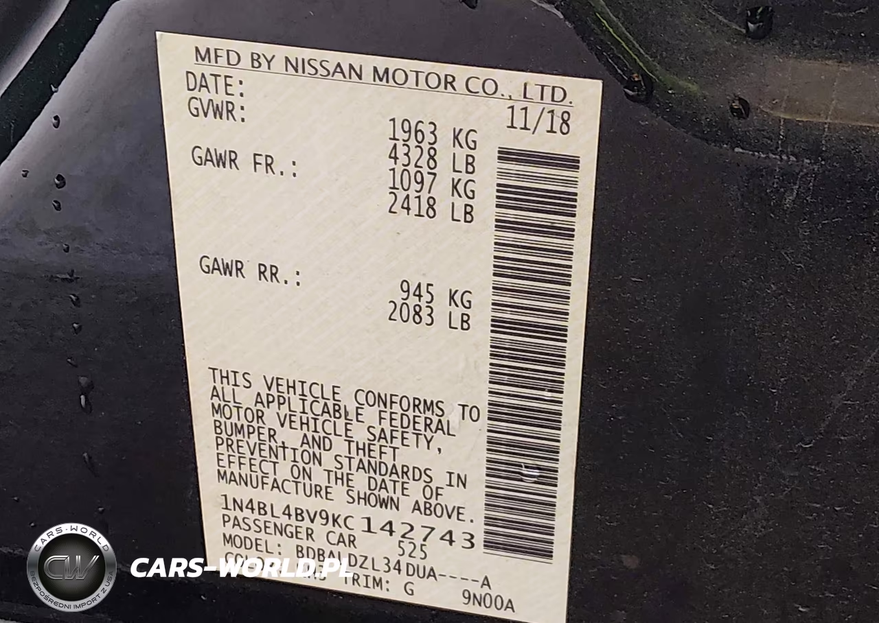 2019 Nissan Altima 2.5 S VIN:1N4BL4BV9KC142743 - 9