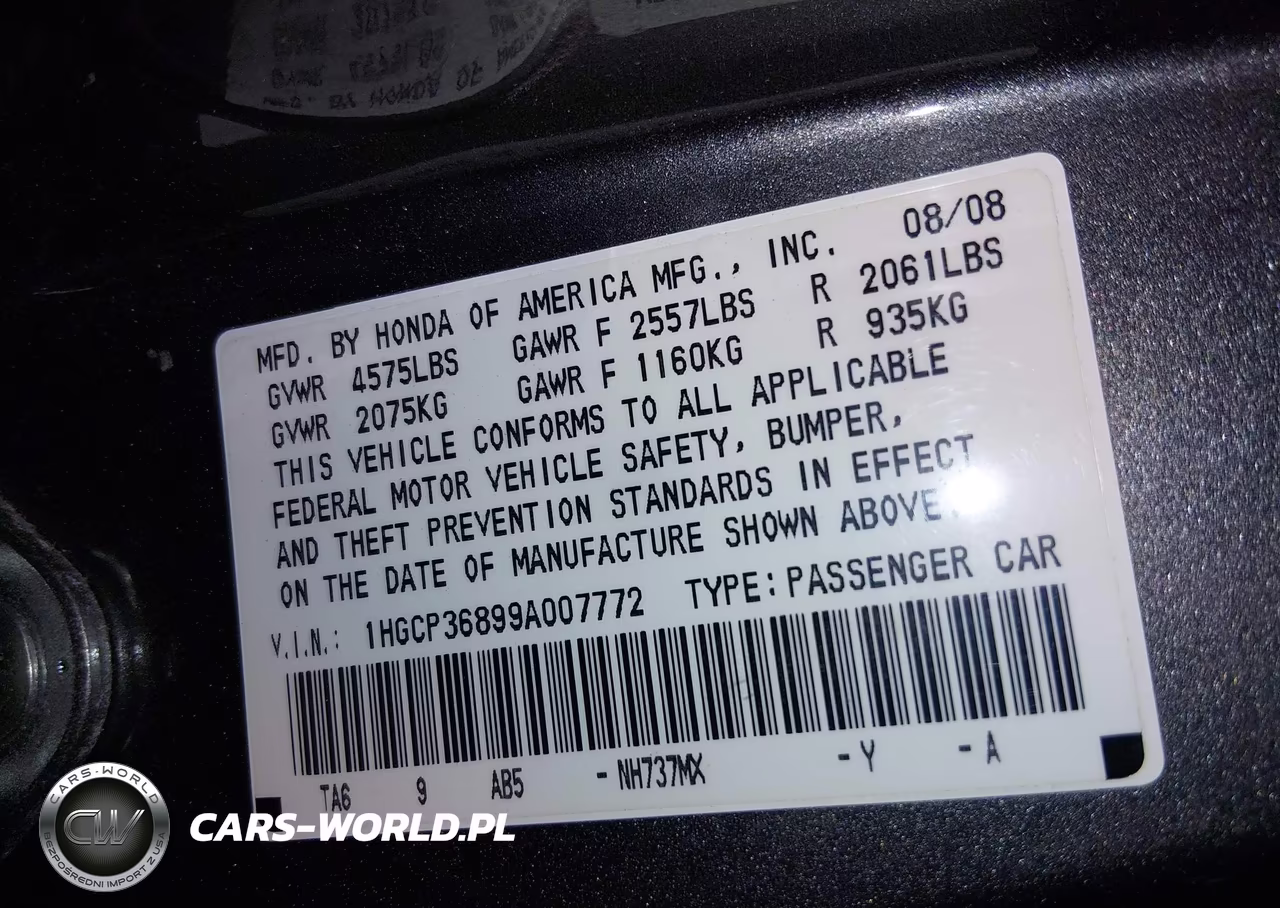 2009 Honda Accord 3.5 Ex-L VIN:1HGCP36899A007772 - 9