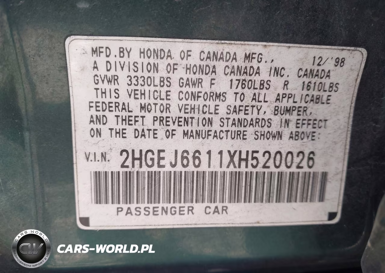 1999 Honda Civic Value Package VIN:2HGEJ6611XH520026 - 9