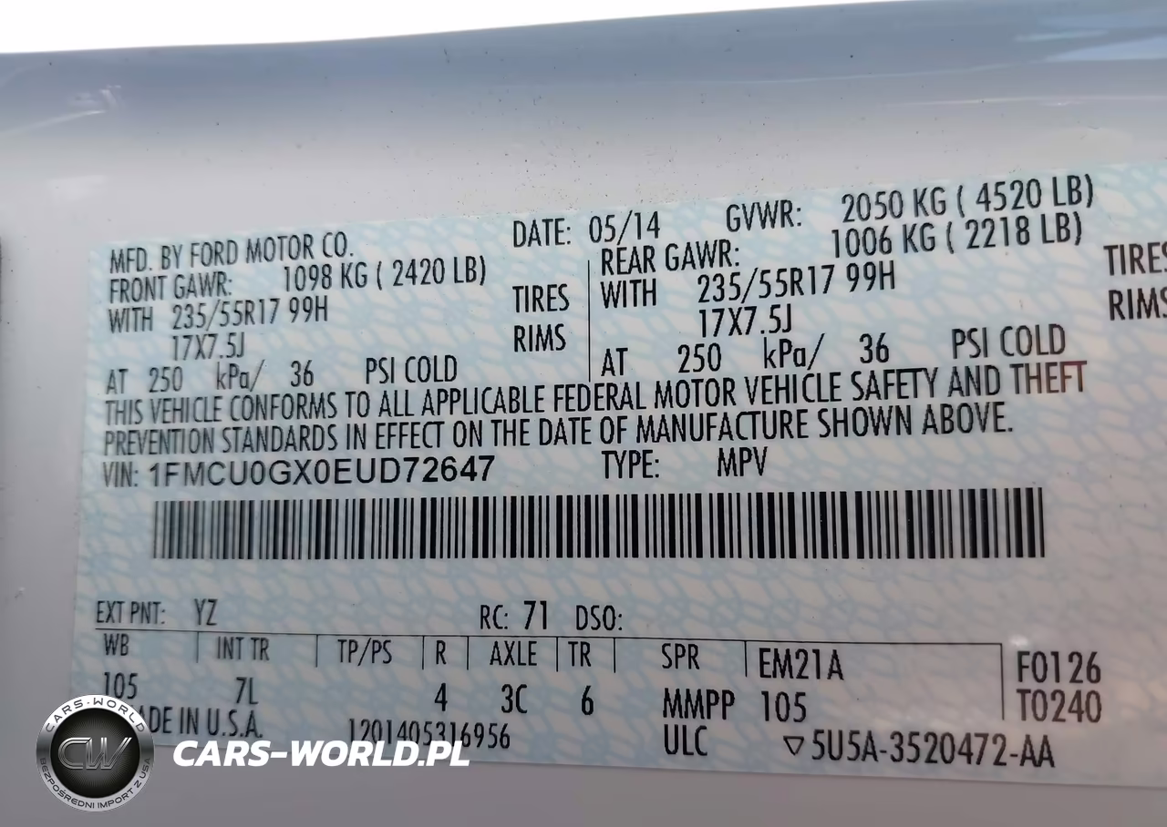 2014 Ford Escape Se VIN:1FMCU0GX0EUD72647 - 9