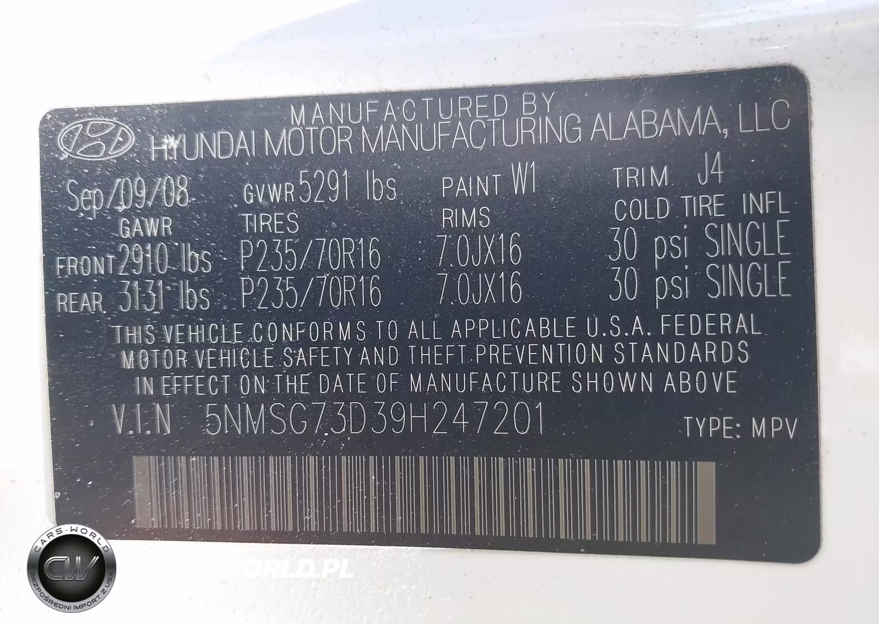 2009 Hyundai Santa Fe Gls VIN:5NMSG73D39H247201 - 9