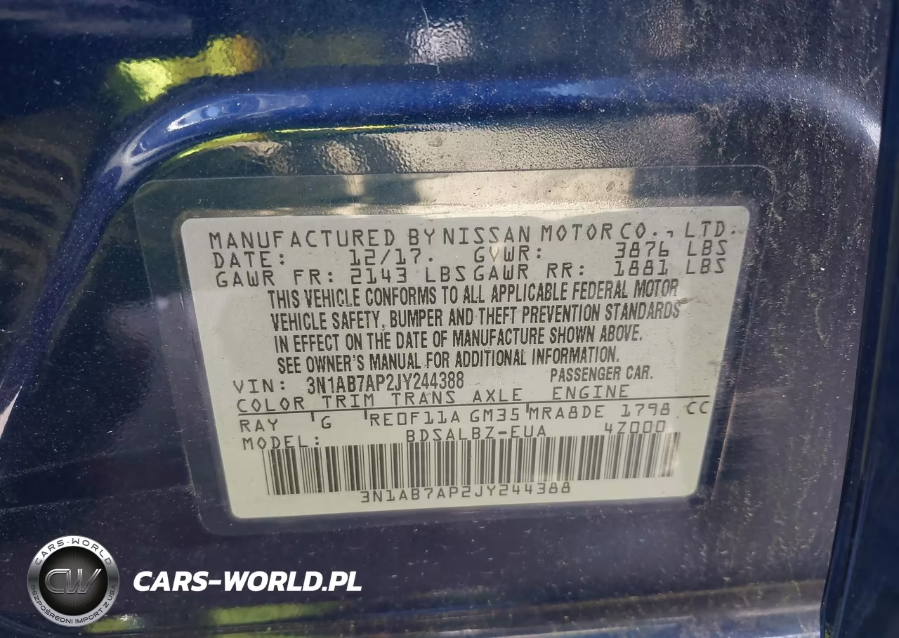 2018 Nissan Sentra S VIN:3N1AB7AP2JY244388 - 9