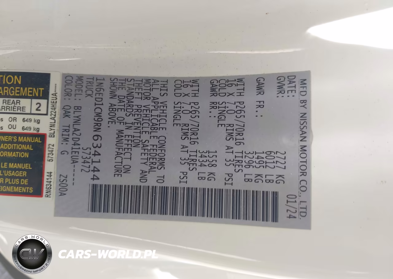 2024 Nissan Frontier King Cab S 4X4 VIN:1N6ED1CM9RN634144 - 9