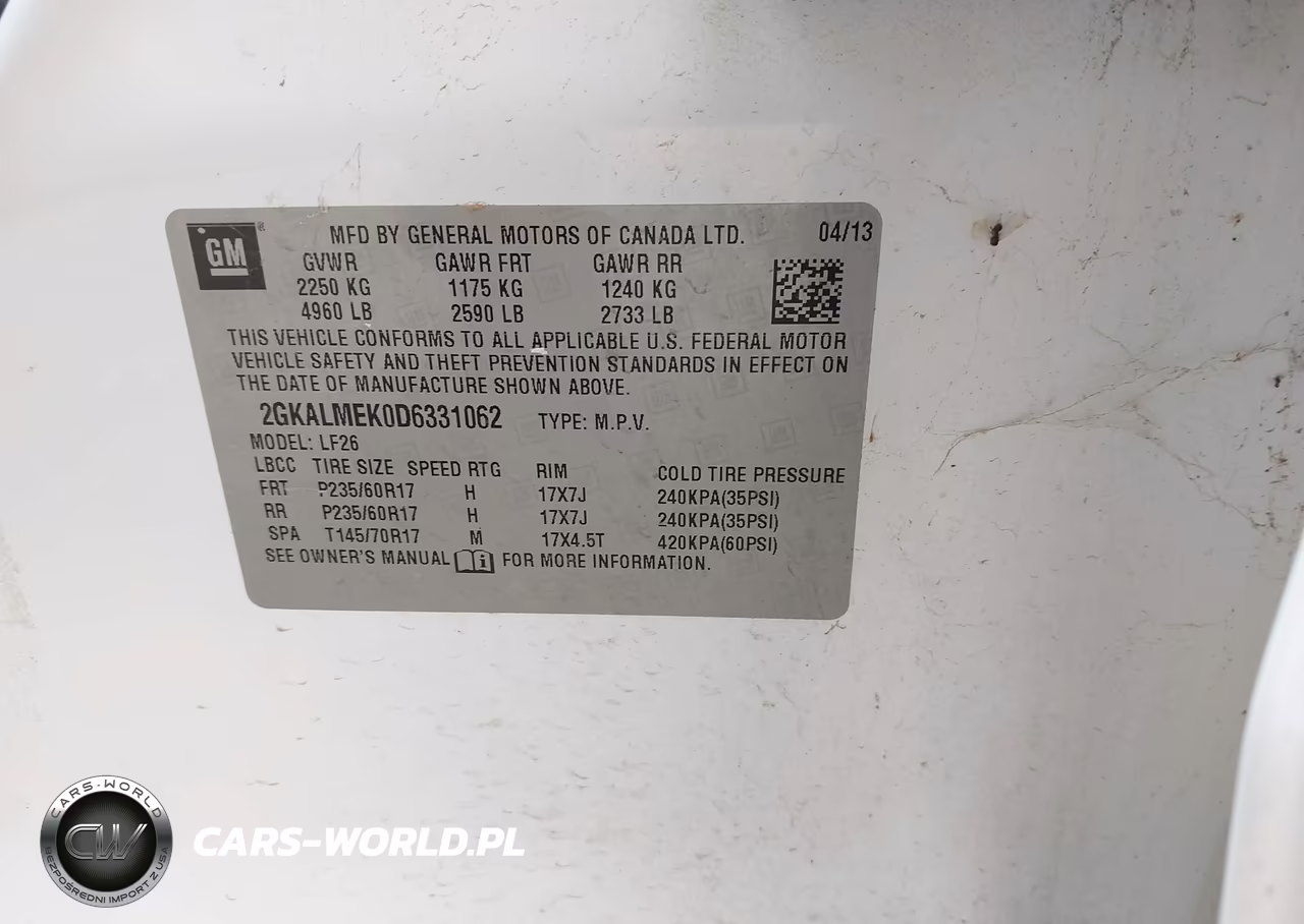 2013 GMC Terrain Sle-1 VIN:2GKALMEK0D6331062 - 9