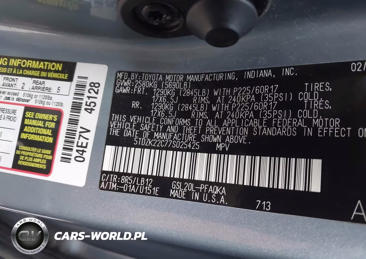 2007 Toyota Sienna Xle Limited VIN:5TDZK22C77S025425 - 9